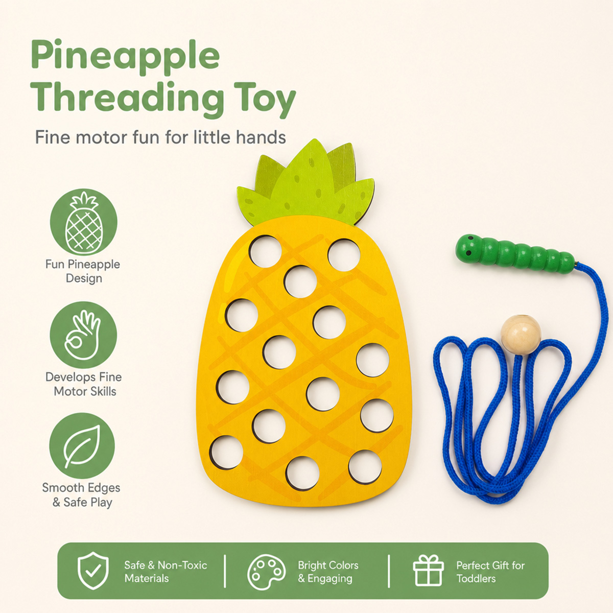 Wooden Lacing Pineapple Thread - огляд і ціна Travel Accessories Baby